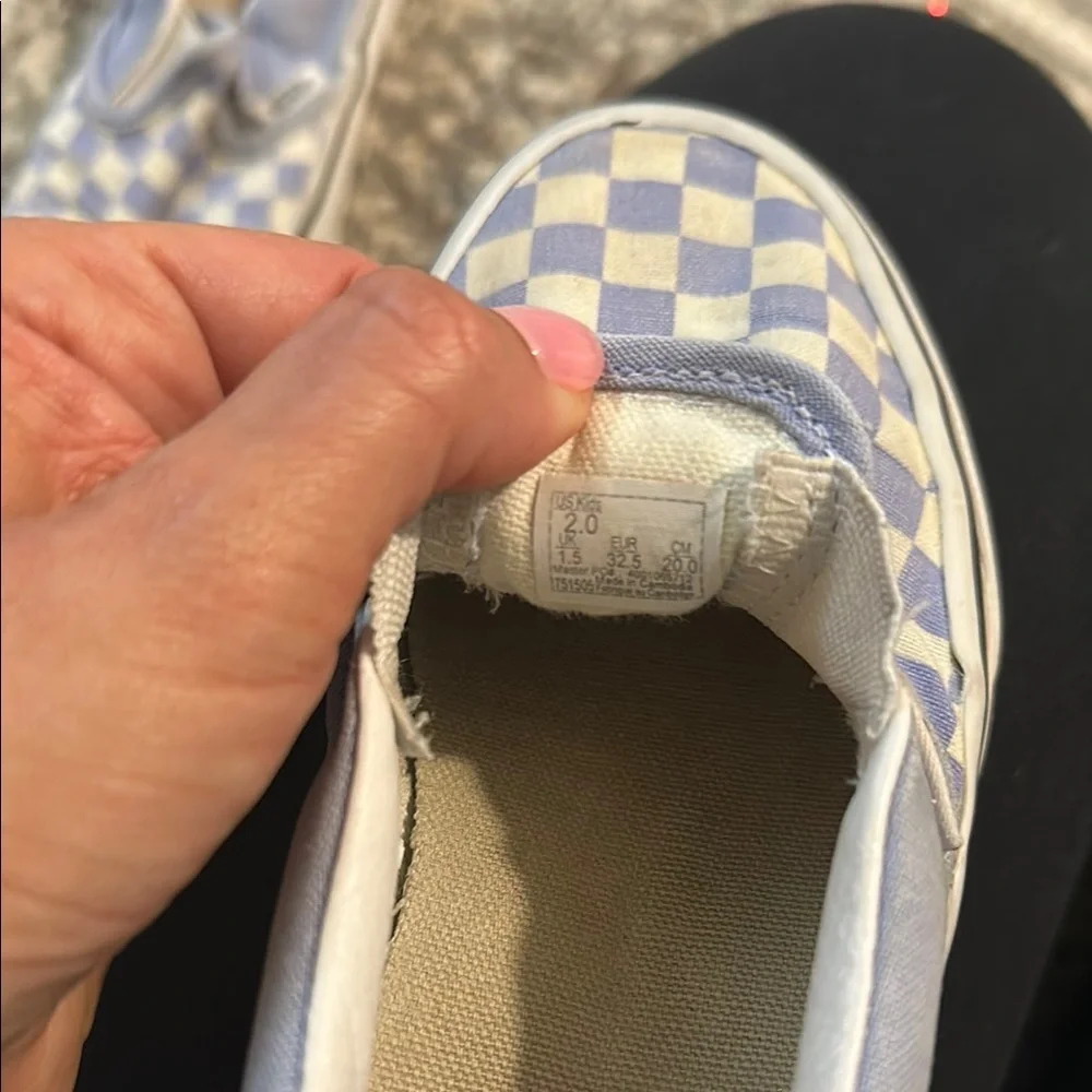 Vans Kids Checkered Slip-On Shoes - Blue and Cream
